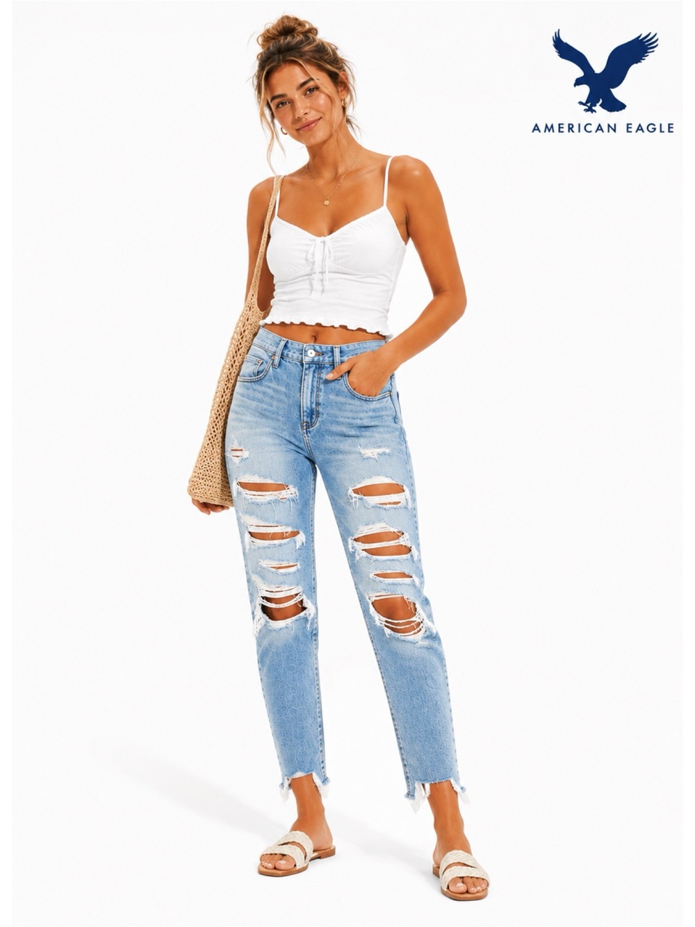 AMERICAN EAGLE Ripped Relaxed Mom Jeans